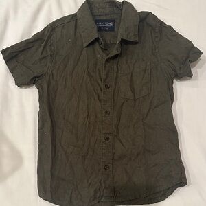 Kids Olive Button Down Shirt